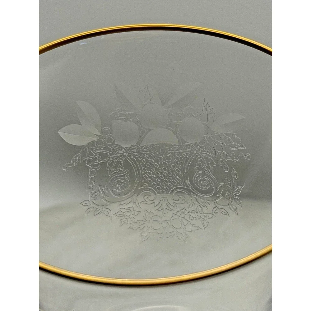 Vintage Lenox Fontaine Wine Glass Gold Rim Etched Crystal USA 1976-1986 6.75